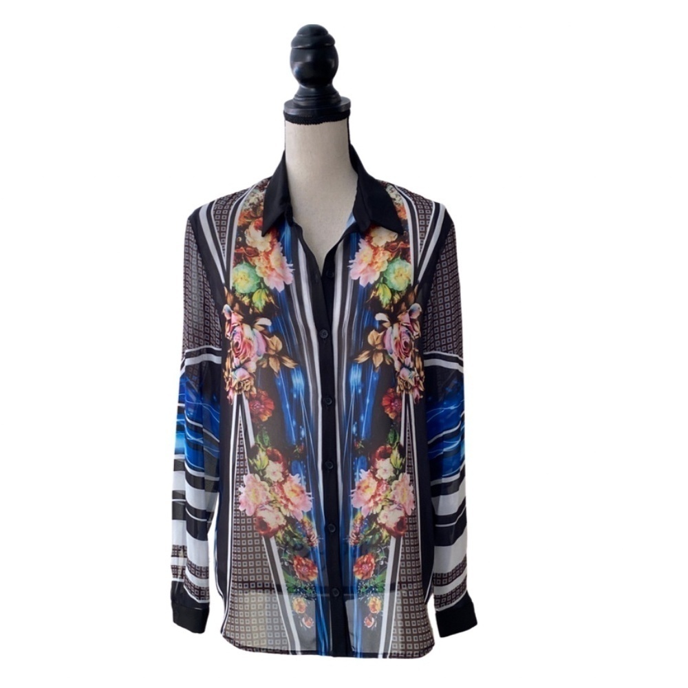 Clover Canyon Multicolor Floral Sheer Shirt S